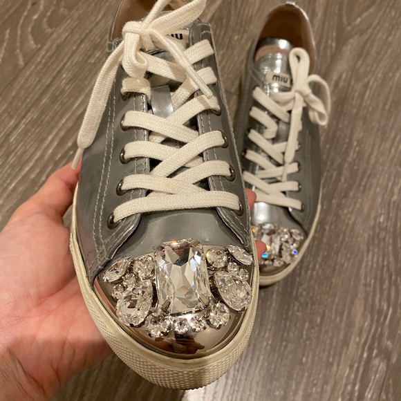 Miu Miu Rhinestone Sneakers - Picture 2 of 14